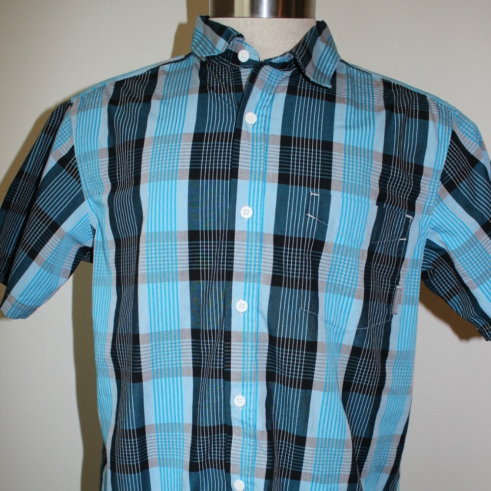 Mountain Hardwear Sutton Short Sleeve Blue Striped Design Shirt Sz M